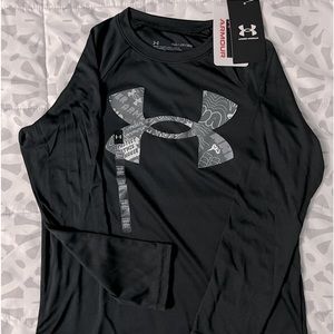 Under Armour Boys' Tech Logo Fill Long-Sleeve T-Shirt Size Small Black